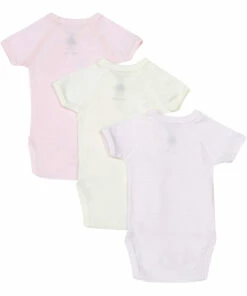 Set of 3 Organic Cotton Striped Wrapover Bodysuits Pale pink Petit Bateau Fashion Baby -Baby Tops Elegant Store set of 3 organic cotton striped wrapover bodysuits pale pink petit bateau fashion baby 2