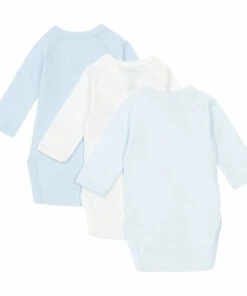 Set of 3 Organic Cotton Wrapover Bodysuits Pale blue Petit Bateau Fashion Baby -Baby Tops Elegant Store set of 3 organic cotton wrapover bodysuits pale blue petit bateau fashion baby 2