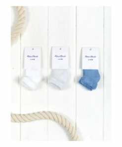 Set of 3 Ribbed Socks Blue Tartine et Chocolat Fashion Baby