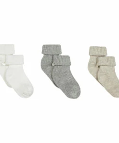 Set of 3 Ribbed Socks Grey Tartine et Chocolat Fashion Baby