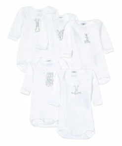Set of 5 Crossbody Playsuits White Petit Bateau Fashion Baby