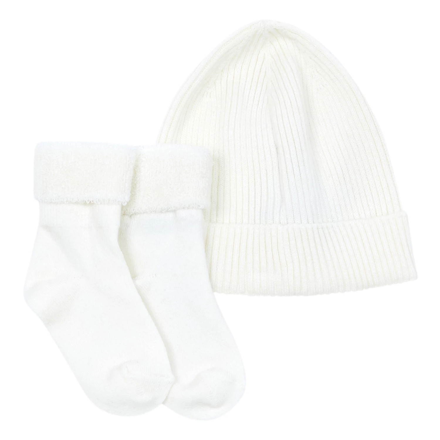Set of Newborn Bonnets & Socks Ecru Moncler Fashion Baby 2 Set of Newborn Bonnets & Socks Ecru Moncler Fashion Baby - Image 2
