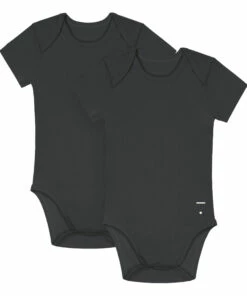 Short-Sleeved Organic Cotton Bodysuit - Capsule Homewear - Black Gray Label Fashion Baby