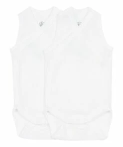 Sleeveless Newborn Crossbody Playsuits - Set of 2 White Petit Bateau Fashion Baby