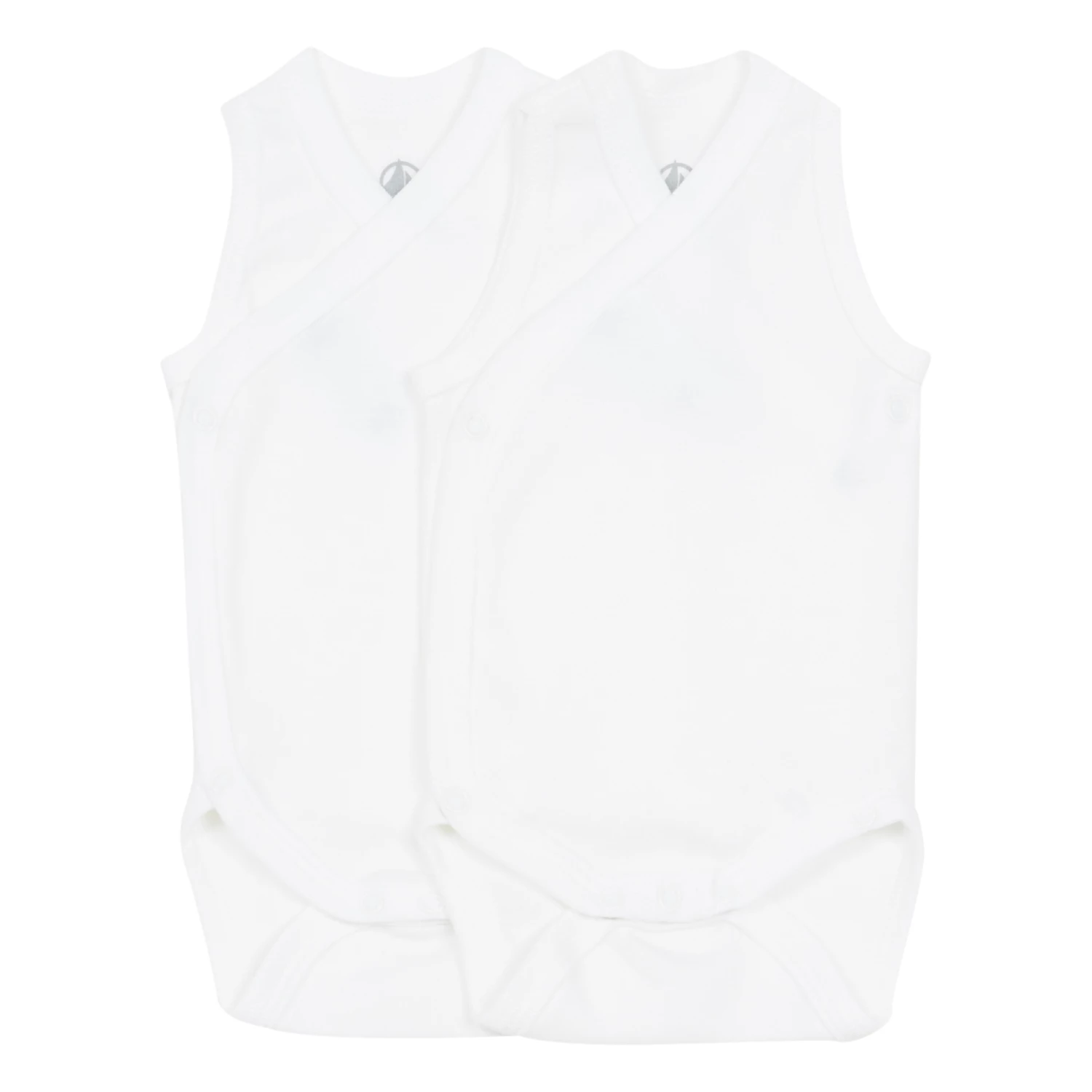 Sleeveless Newborn Crossbody Playsuits - Set of 2 White Petit Bateau Fashion Baby 1 Sleeveless Newborn Crossbody Playsuits - Set of 2 White Petit Bateau Fashion Baby