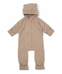 Small Flowers Organic Cotton Hooded Jumpsuit Beige Konges Slojd Fashion Baby