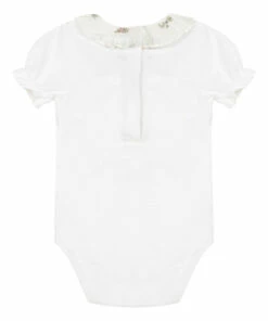 Smocked Embroidered Collar Baby Bodysuit Ecru Tartine et Chocolat Fashion Baby -Baby Tops Elegant Store smocked embroidered collar baby bodysuit ecru tartine et chocolat fashion baby 2