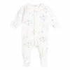 Snowflake Print Footed Pyjamas Off white Petit Lem Fashion Baby