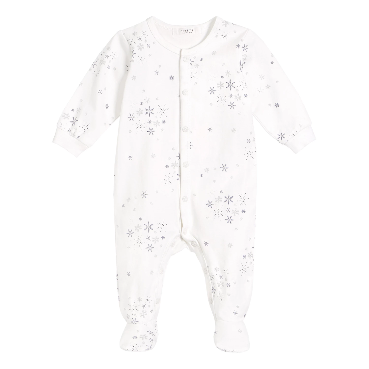 Snowflake Print Footed Pyjamas Off white Petit Lem Fashion Baby 1 Snowflake Print Footed Pyjamas Off white Petit Lem Fashion Baby