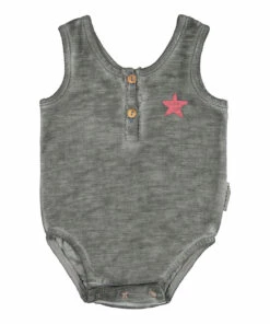 Star Babygrow Heather grey Piupiuchick Fashion Baby