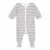 Striped Footed Pyjamas Black Petit Lem Fashion Baby
