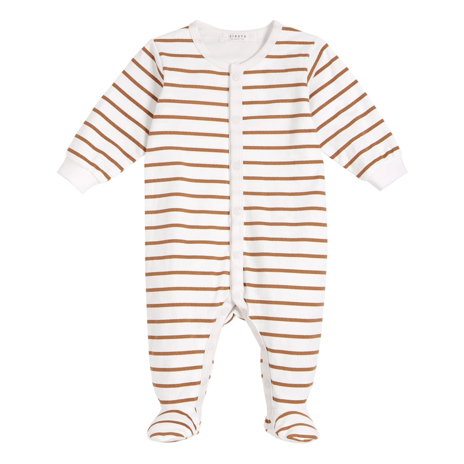Striped Footed Pyjamas Camel Petit Lem Fashion Baby 1 Striped Footed Pyjamas Camel Petit Lem Fashion Baby