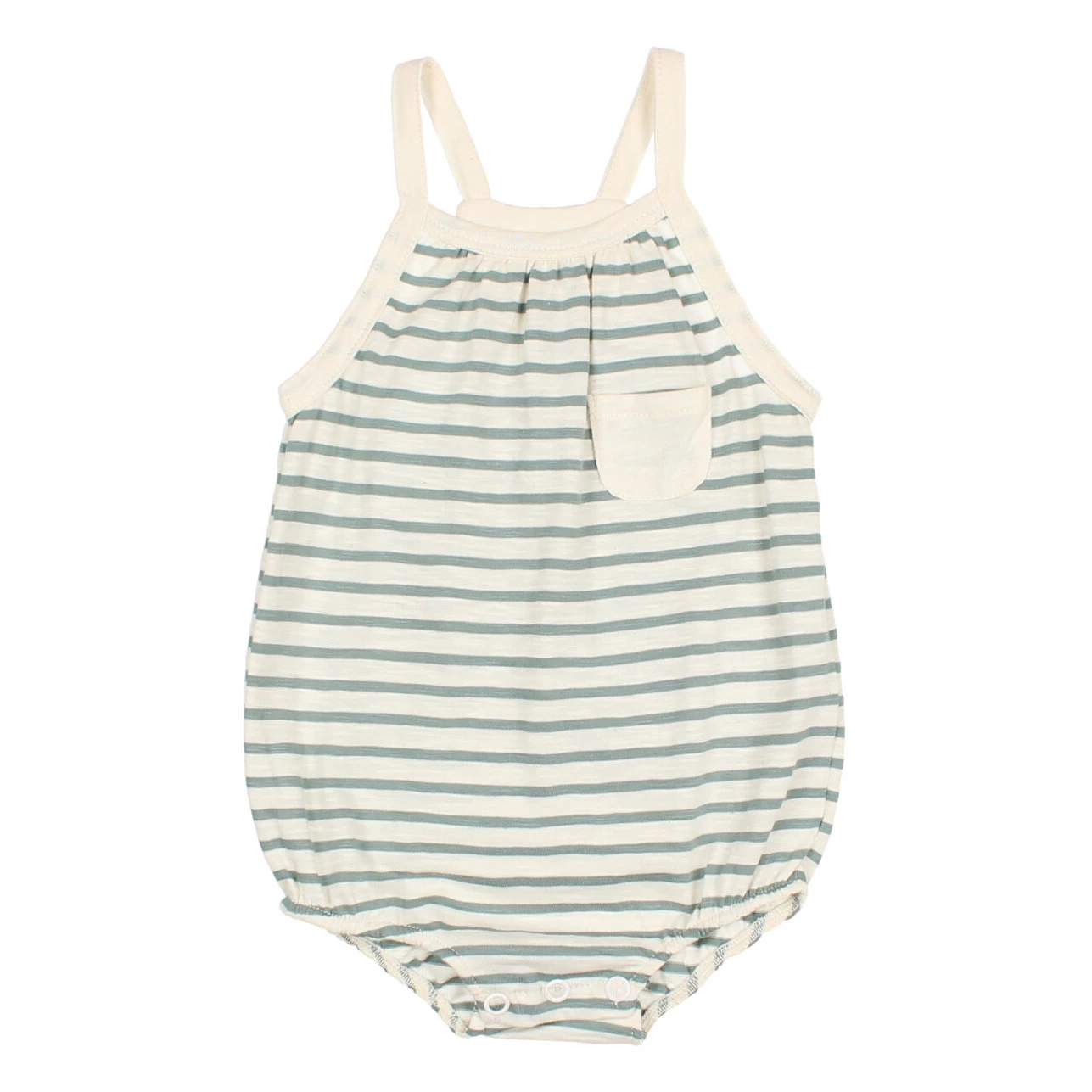 Striped Organic Cotton Romper Green water Búho Fashion Baby 1 Striped Organic Cotton Romper Green water Búho Fashion Baby