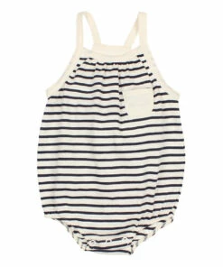 Striped Organic Cotton Romper Navy blue Búho Fashion Baby