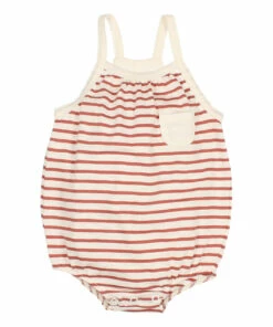 Striped Organic Cotton Romper Terracotta Búho Fashion Baby