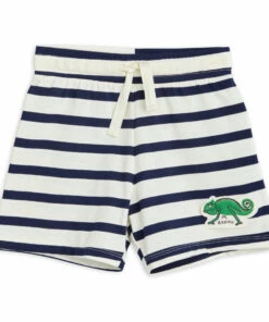 Striped Organic Cotton Shorts Navy blue Mini Rodini Fashion Baby, Children