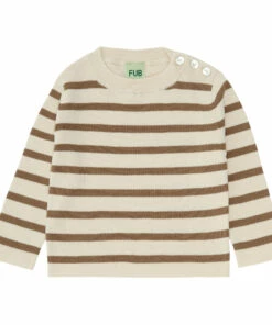 Striped Organic Cotton T-shirt Camel FUB Fashion Baby