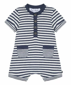 Striped Playsuit Navy blue Tartine et Chocolat Fashion Baby
