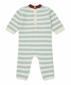 Striped Woollen Jumpsuit Blue Bonton Fashion Baby -Baby Tops Elegant Store striped woollen jumpsuit blue bonton fashion baby 2