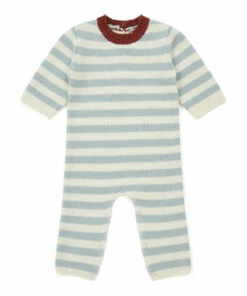 Striped Woollen Jumpsuit Blue Bonton Fashion Baby
