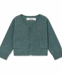 Tahiel Embroidered Linen Cardigan Blue Green Bonpoint Fashion Baby