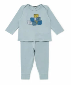 Tambourg Organic Cotton Top & Bottom Set Blue Bonton Fashion Baby