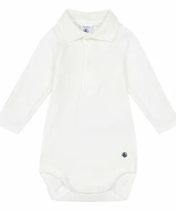 Teddy Polo Collar Babygrow White Petit Bateau Fashion Baby