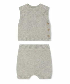 Tendresse Woollen Bloomers + Top Heather grey Bonpoint Fashion Baby