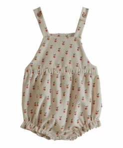 Terry Cloth Apple Romper Ecru Emile et Ida Fashion Baby