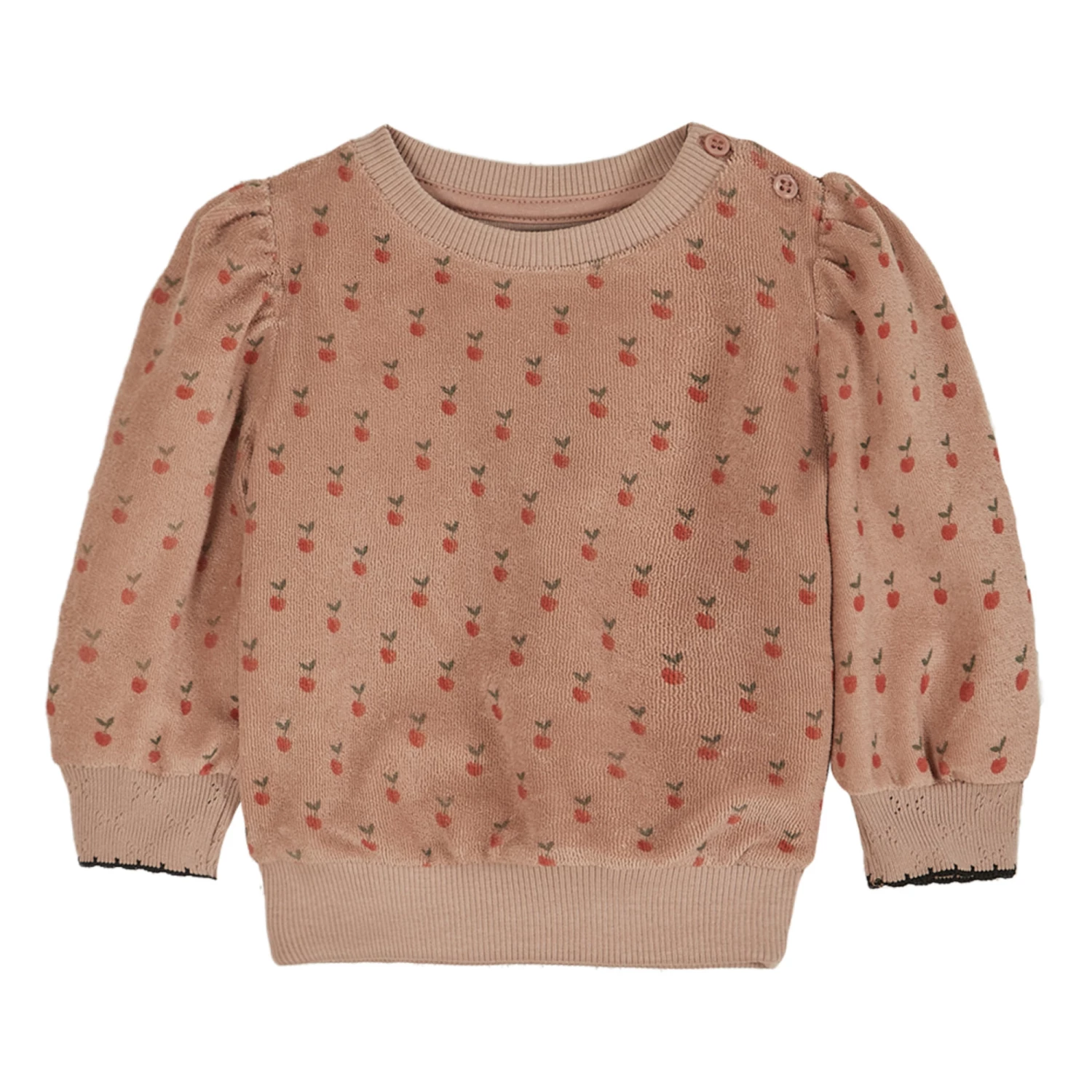 Terry Cloth Apple Sweatshirt Dusty Pink Emile et Ida Fashion Baby, Children 2 Terry Cloth Apple Sweatshirt Dusty Pink Emile et Ida Fashion Baby, Children - Image 2