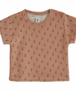 Terry Cloth Apple T-shirt Dusty Pink Emile et Ida Fashion Baby