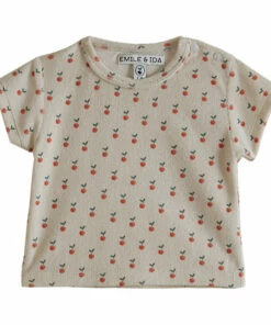 Terry Cloth Apple T-shirt Ecru Emile et Ida Fashion Baby