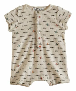 Terry Cloth Fish Playsuit Ecru Emile et Ida Fashion Baby