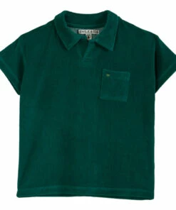 Terry Cloth Polo Shirt Dark green Emile et Ida Fashion Baby, Children