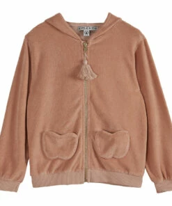 Terry Cloth Zip-Up Hoodie Pale pink Emile et Ida Fashion Baby, Children