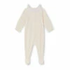 Tijane Velour Footed Pyjamas Ecru Bonpoint Fashion Baby