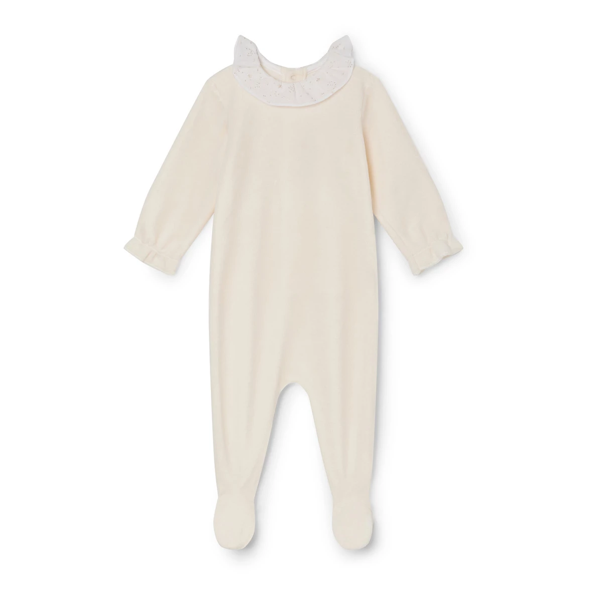 Tijane Velour Footed Pyjamas Ecru Bonpoint Fashion Baby 1 Tijane Velour Footed Pyjamas Ecru Bonpoint Fashion Baby