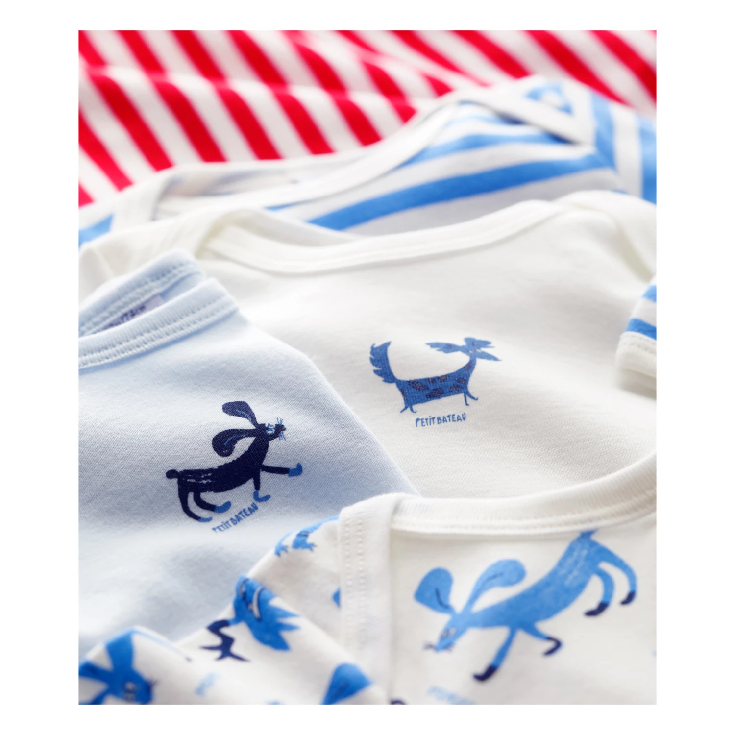 Titou Organic Cotton Baby Bodysuits - Set of 5 Blue Petit Bateau Fashion Baby 2 Titou Organic Cotton Baby Bodysuits - Set of 5 Blue Petit Bateau Fashion Baby - Image 2