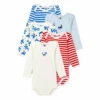 Titou Organic Cotton Baby Bodysuits - Set of 5 Blue Petit Bateau Fashion Baby