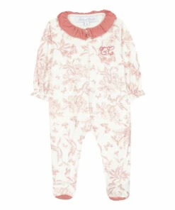 Toile de Jouy Sleepsuit Peach Tartine et Chocolat Fashion Baby