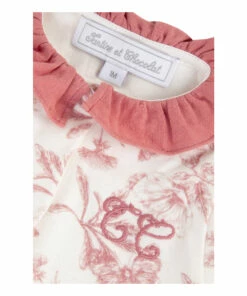Toile de Jouy Sleepsuit Peach Tartine et Chocolat Fashion Baby -Baby Tops Elegant Store toile de jouy sleepsuit peach tartine et chocolat fashion baby 4