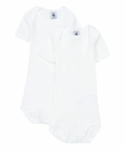 Troutrou Organic Cotton Baby Bodysuits - Set of 2 White Petit Bateau Fashion Baby, Children