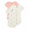 Troutrou Organic Cotton Baby Bodysuits - Set of 3 Pink Petit Bateau Fashion Baby