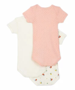 Troutrou Organic Cotton Baby Bodysuits - Set of 3 Pink Petit Bateau Fashion Baby -Baby Tops Elegant Store troutrou organic cotton baby bodysuits set of 3 pink petit bateau fashion baby 2