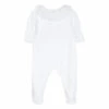 Velour Footed Pyjamas with Lace Collar Ecru Tartine et Chocolat Fashion Baby