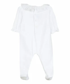 Velour Footed Pyjamas with Lace Collar Ecru Tartine et Chocolat Fashion Baby -Baby Tops Elegant Store velour footed pyjamas with lace collar ecru tartine et chocolat fashion baby 2
