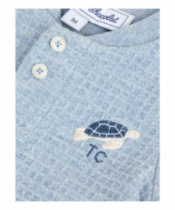 Waffle Jumpsuit Blue Tartine et Chocolat Fashion Baby -Baby Tops Elegant Store waffle jumpsuit blue tartine et chocolat fashion baby 1