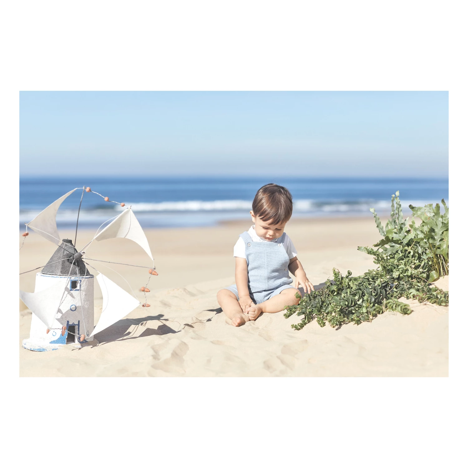 Waffle Overalls Blue Tartine et Chocolat Fashion Baby 2 Waffle Overalls Blue Tartine et Chocolat Fashion Baby - Image 2