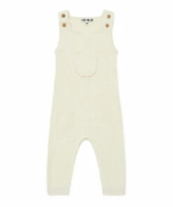 Wool and Minota Cotton Dungarees Ecru Bonton Fashion Baby
